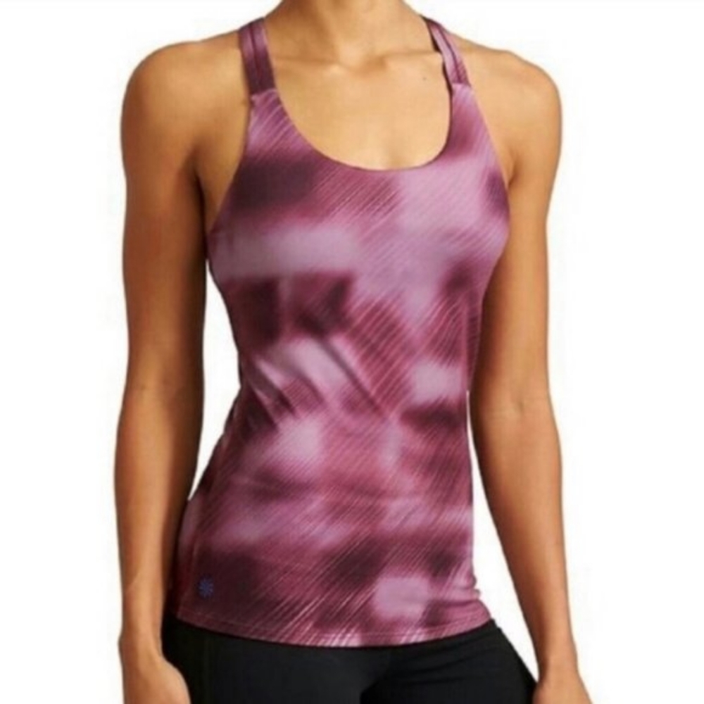 Athleta Optimism Alpine Chia Built in Bra Workout Athletic Tank Top Maroon Pink